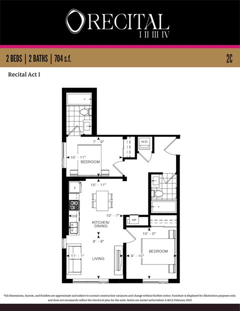 Floor plan for studio, 704 sqft
